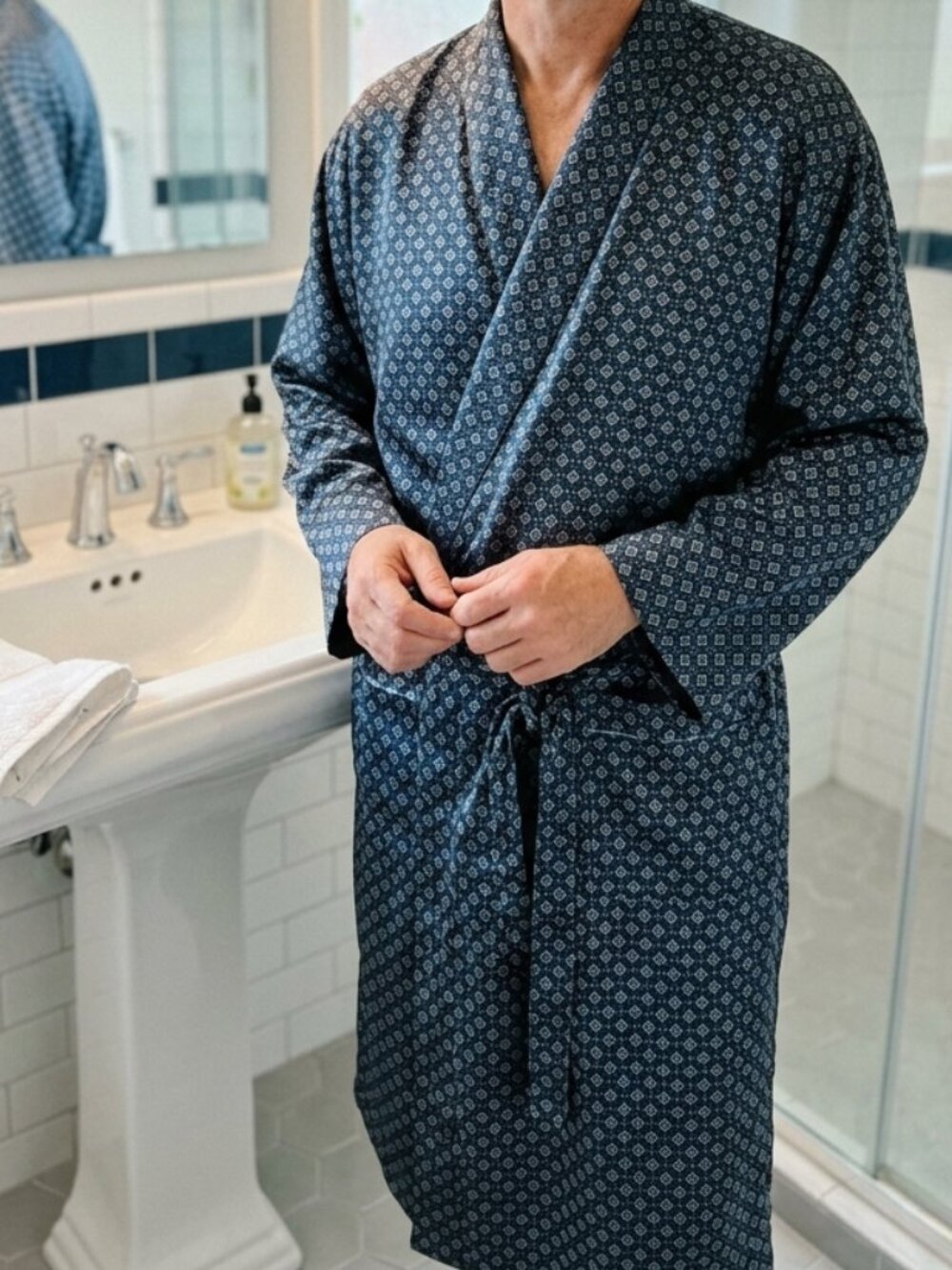 Penman's Men's Classic Lightweight Wrap Around Bathrobe Lounge Size 0/S